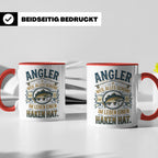 Angler Tasse mit Spruch Alles Schöne im Leben hat einen Hake – Rot [farbe:rot]