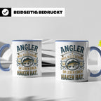 Angler Tasse mit Spruch Alles Schöne im Leben hat einen Hake – Blau [farbe:blau]