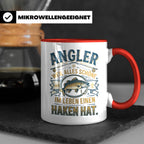 Angler Tasse mit Spruch Alles Schöne im Leben hat einen Hake – Rot [farbe:rot]