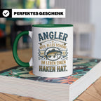Angler Tasse mit Spruch Alles Schöne im Leben hat einen Hake – Grün [farbe:grün]