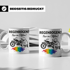 Biker Tasse mit Spruch Regenbogen nur im Ölfilm, Geschenk fü – Weiß [farbe:weiß]