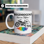 Biker Tasse mit Spruch Regenbogen nur im Ölfilm, Geschenk fü – Weiß [farbe:weiß]