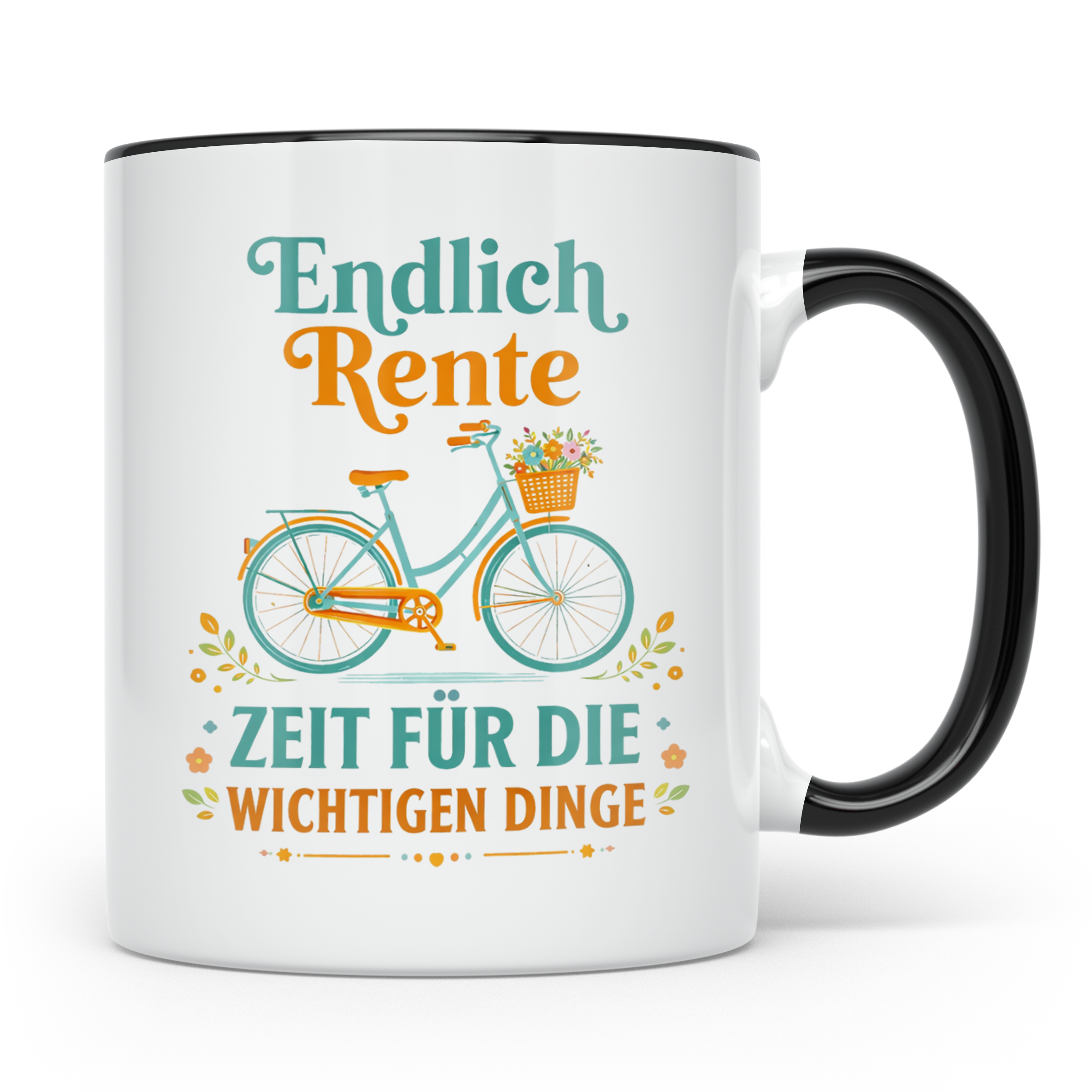 Rente Tasse mit Fahrrad Motiv | Geschenk Ruhestand für Kolle – Schwarz [farbe:schwarz]