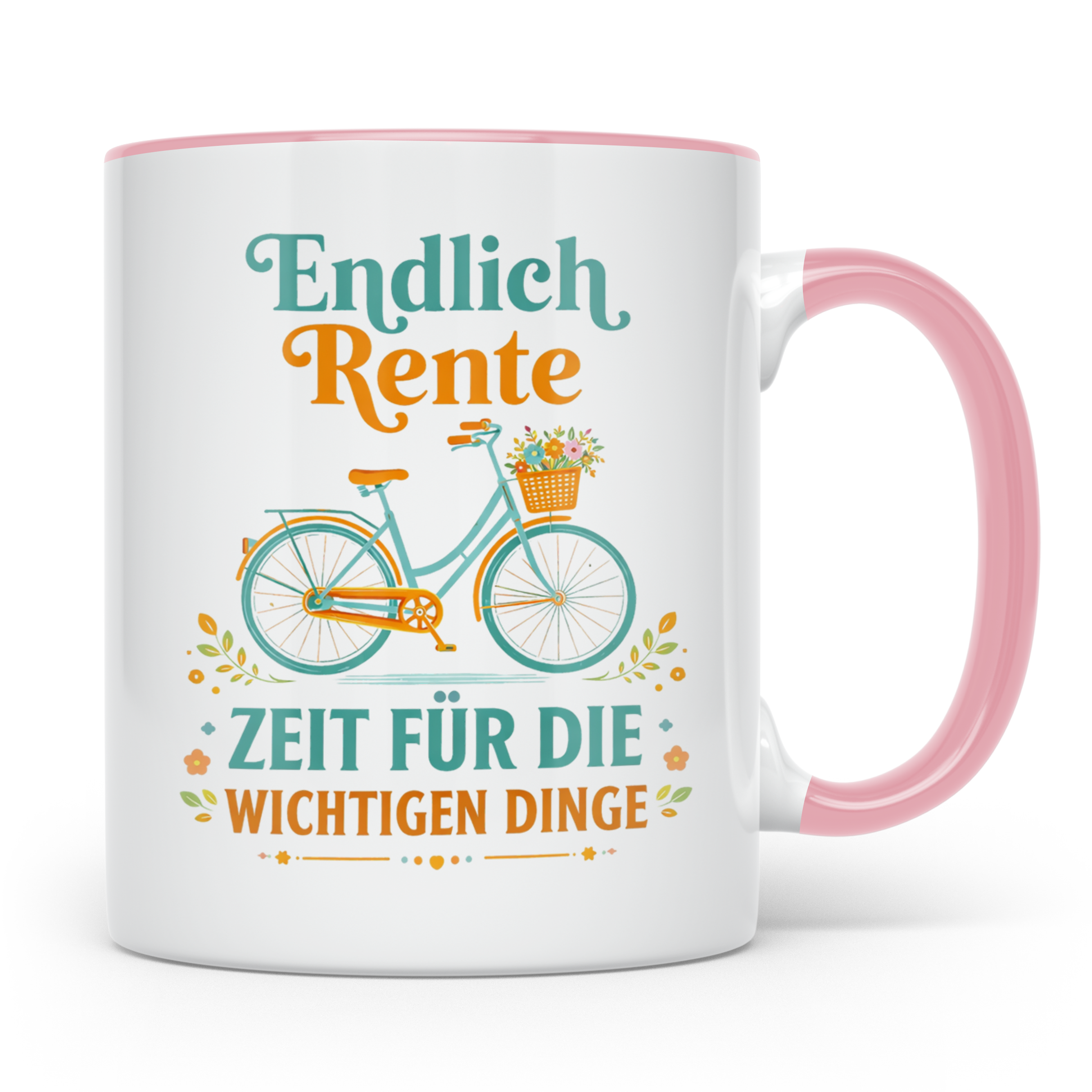 Rente Tasse mit Fahrrad Motiv | Geschenk Ruhestand für Kolle – Rosa [farbe:rosa]