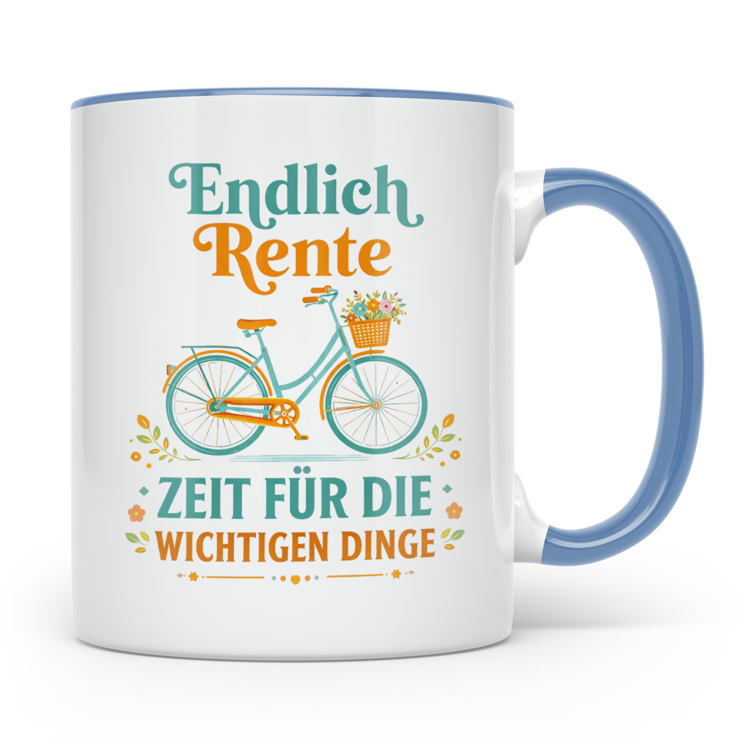 Rente Tasse mit Fahrrad Motiv | Geschenk Ruhestand für Kolle – Blau [farbe:blau]