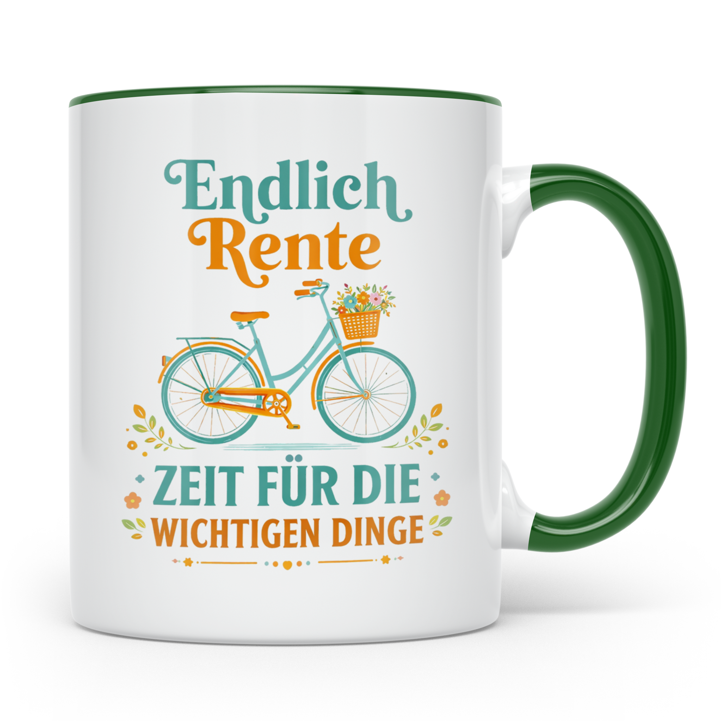 Rente Tasse mit Fahrrad Motiv | Geschenk Ruhestand für Kolle – Grün [farbe:grün]