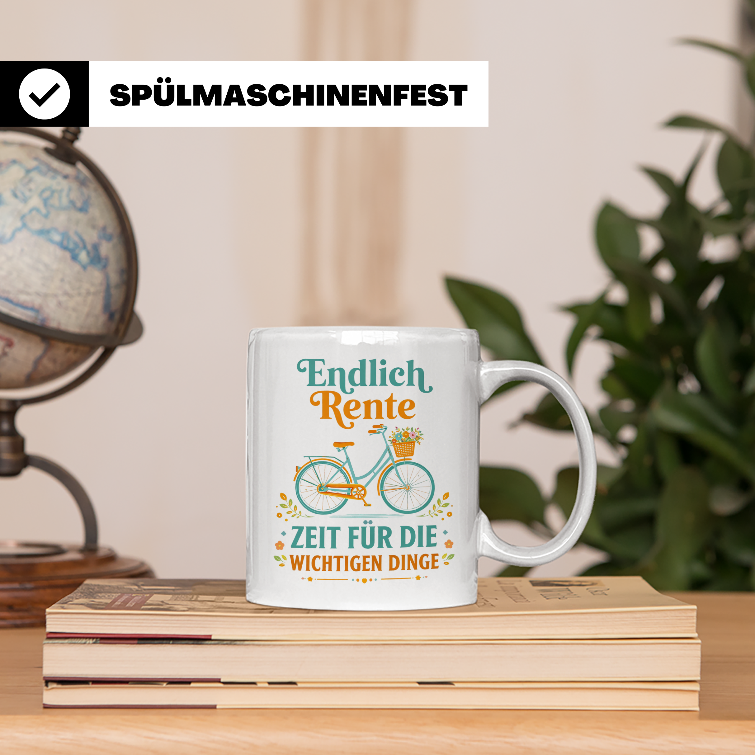 Rente Tasse mit Fahrrad Motiv | Geschenk Ruhestand für Kolle – Weiß [farbe:weiß]