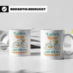 Rente Tasse mit Fahrrad Motiv | Geschenk Ruhestand für Kolle – Weiß [farbe:weiß]