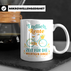 Rente Tasse mit Fahrrad Motiv | Geschenk Ruhestand für Kolle – Weiß [farbe:weiß]