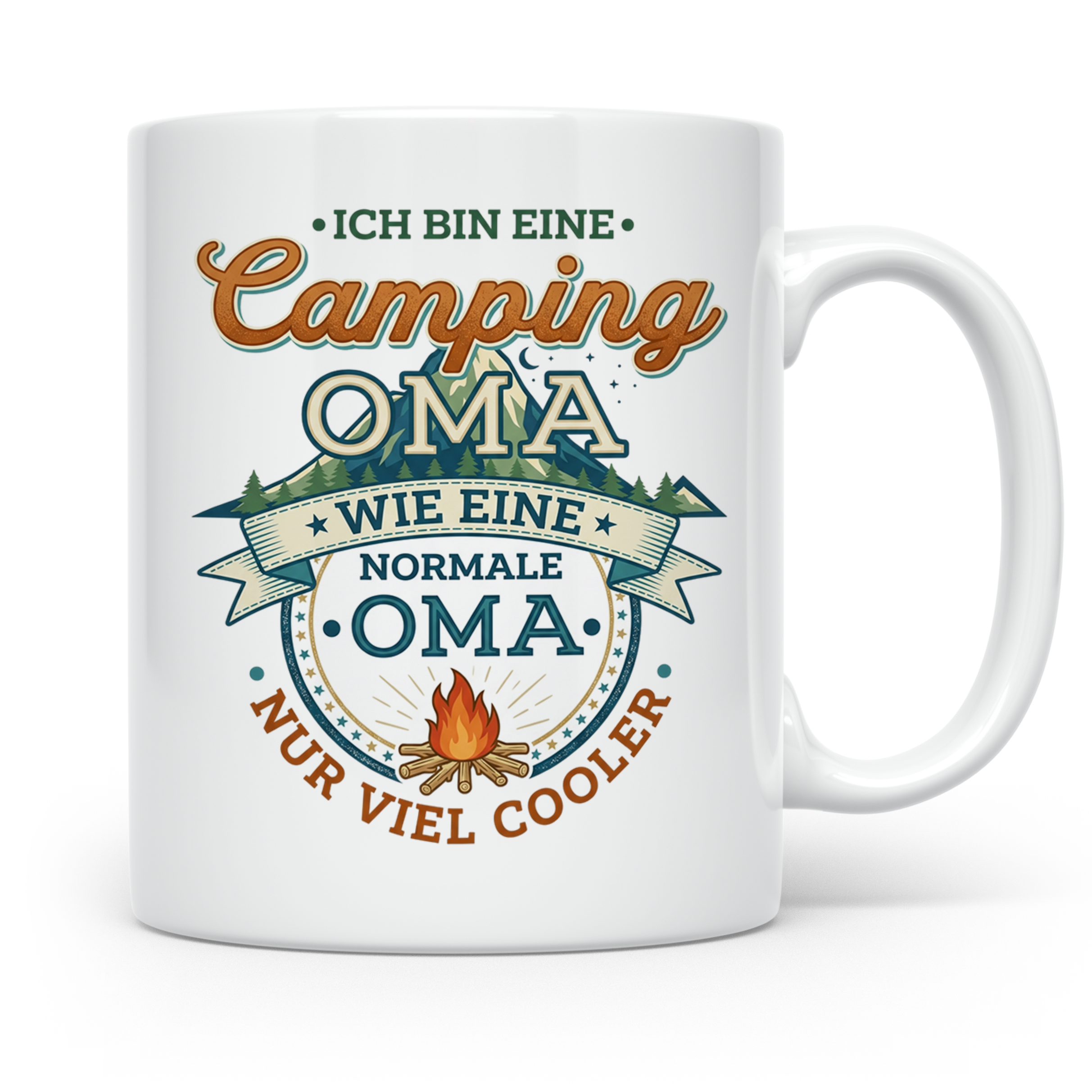 Camping Oma Tasse mit Spruch Geschenk für Camperin lustiges  – Weiß [farbe:weiß]