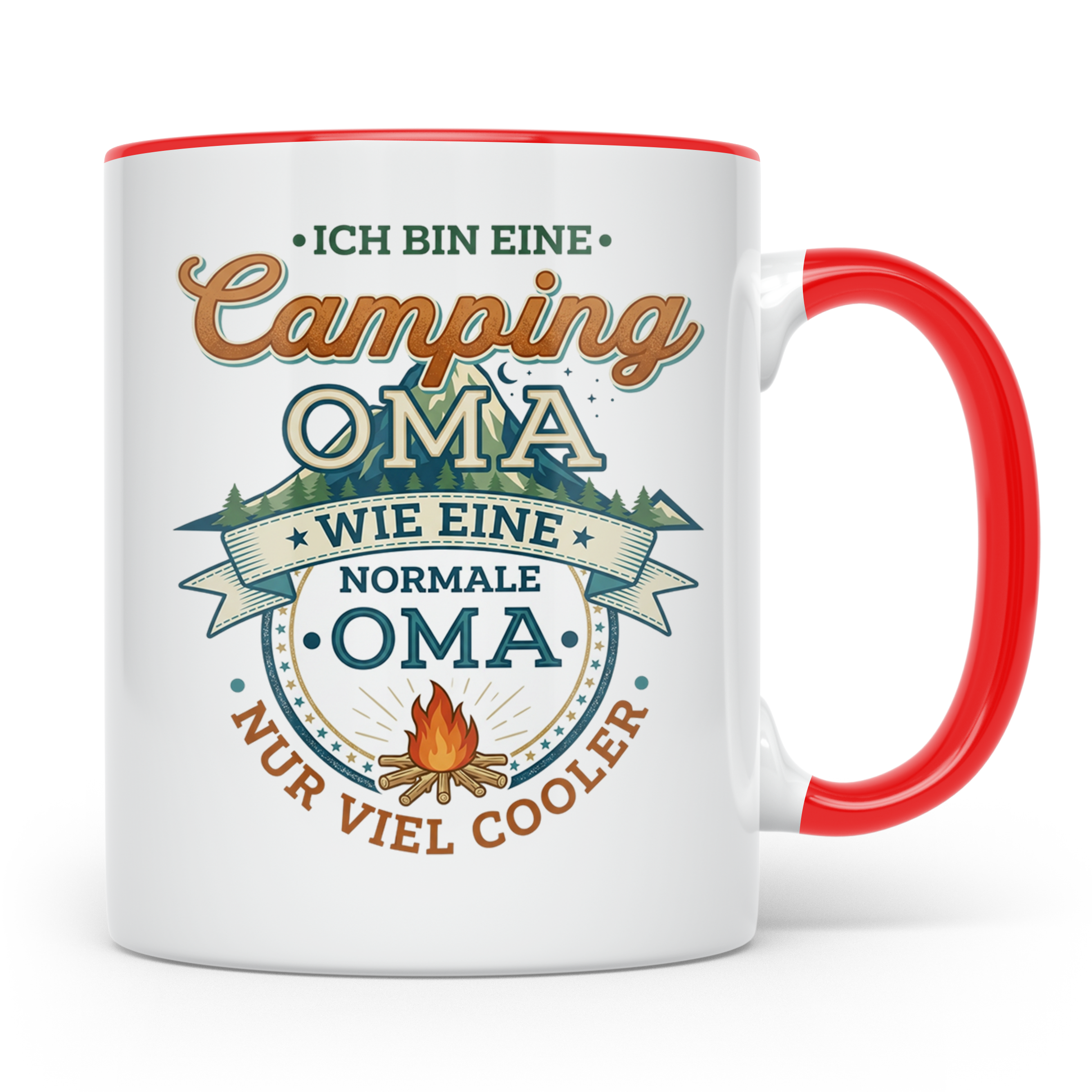 Camping Oma Tasse mit Spruch Geschenk für Camperin lustiges  – Rot [farbe:rot]