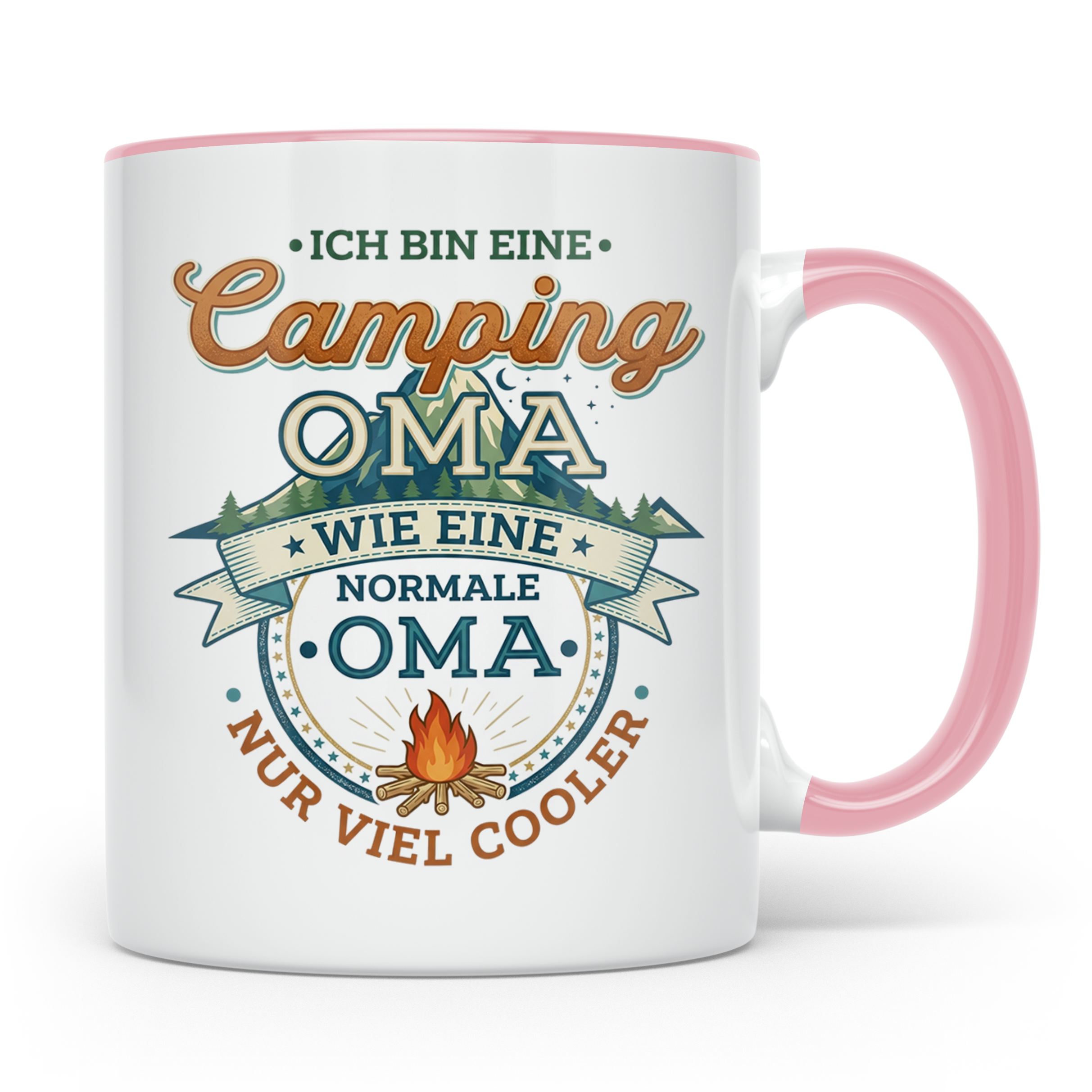Camping Oma Tasse mit Spruch Geschenk für Camperin lustiges  – Rosa [farbe:rosa]