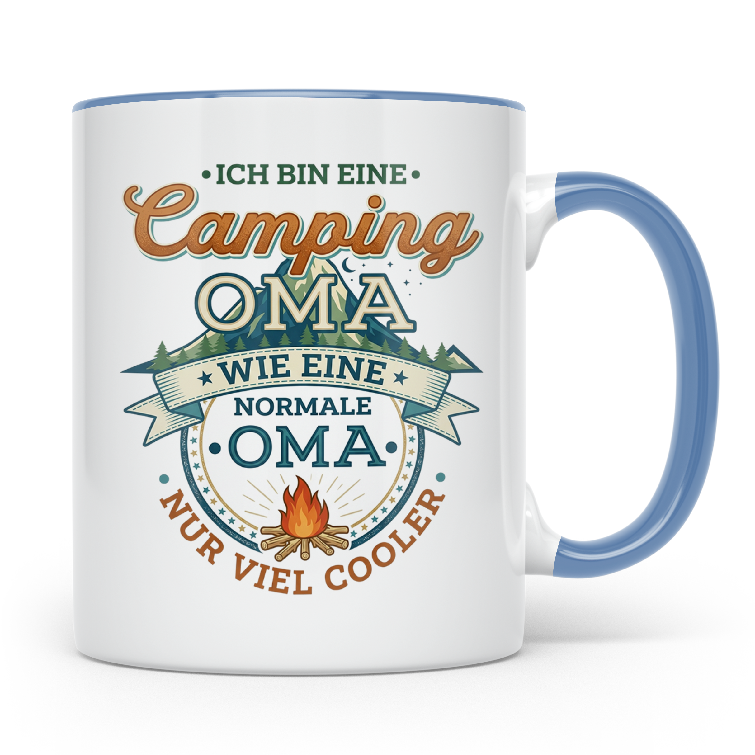 Camping Oma Tasse mit Spruch Geschenk für Camperin lustiges  – Blau [farbe:blau]