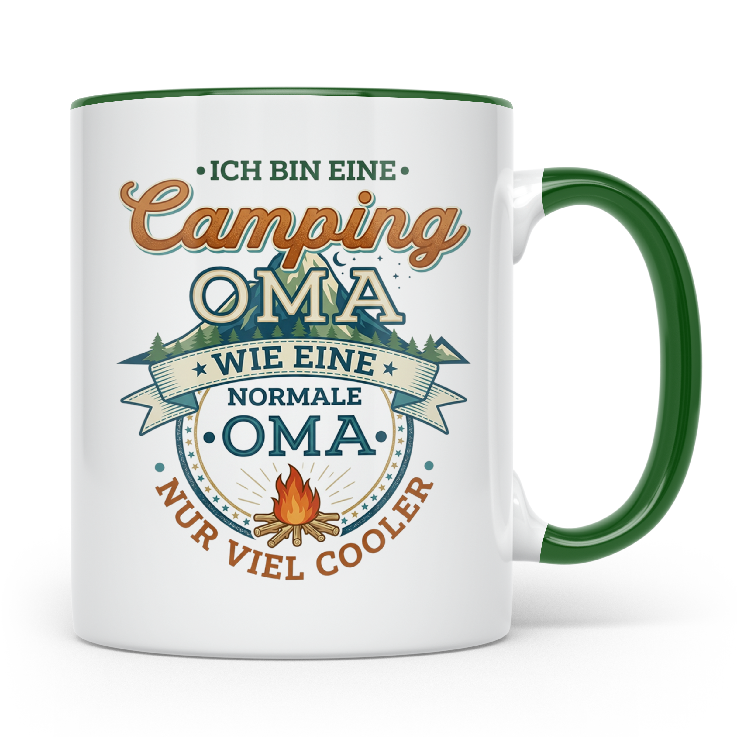 Camping Oma Tasse mit Spruch Geschenk für Camperin lustiges  – Grün [farbe:grün]