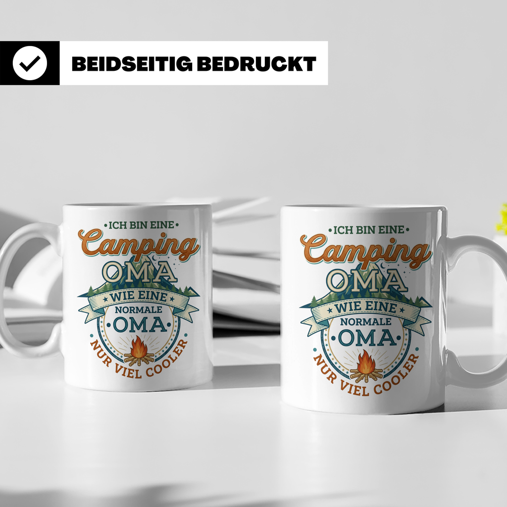 Camping Oma Tasse mit Spruch Geschenk für Camperin lustiges  – Weiß [farbe:weiß]