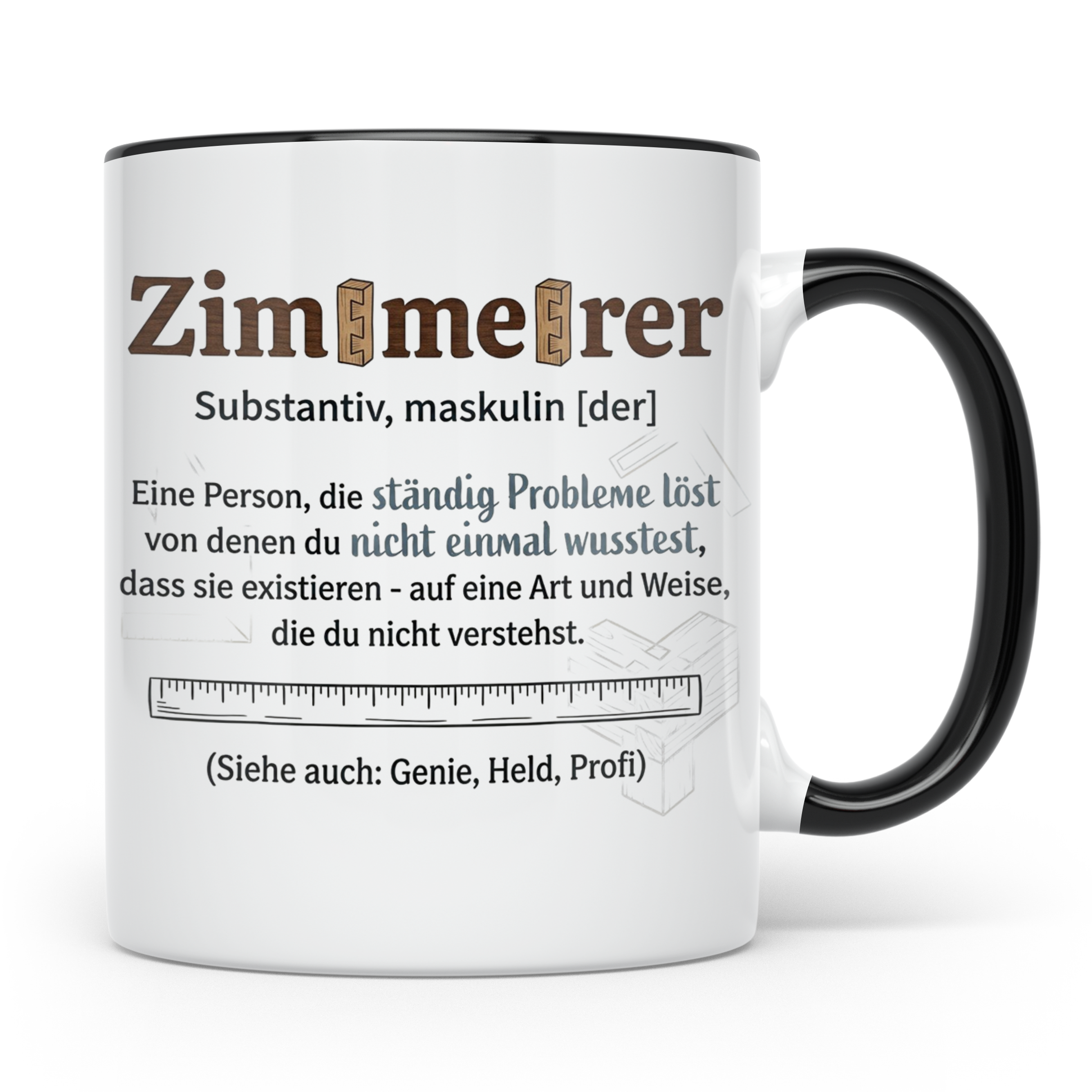 Zimmerer Tasse mit Spruch Definition Lustig Geschenk für Zim – Schwarz [farbe:schwarz]