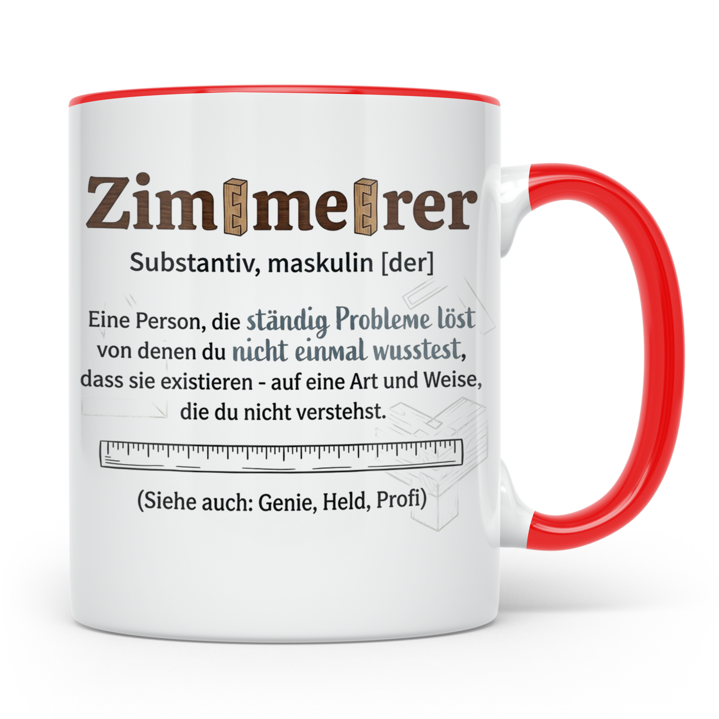 Zimmerer Tasse mit Spruch Definition Lustig Geschenk für Zim – Rot [farbe:rot]