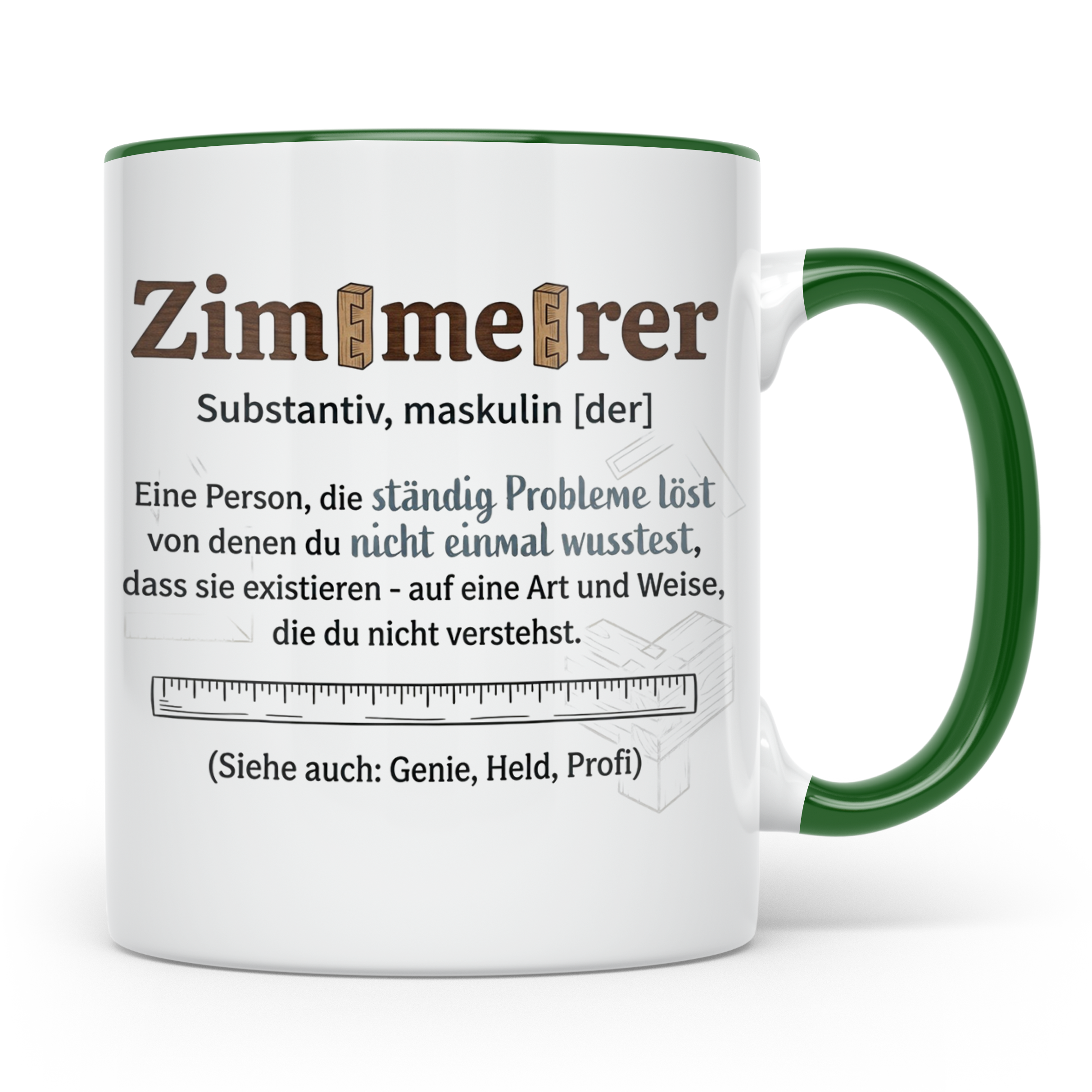 Zimmerer Tasse mit Spruch Definition Lustig Geschenk für Zim – Grün [farbe:grün]
