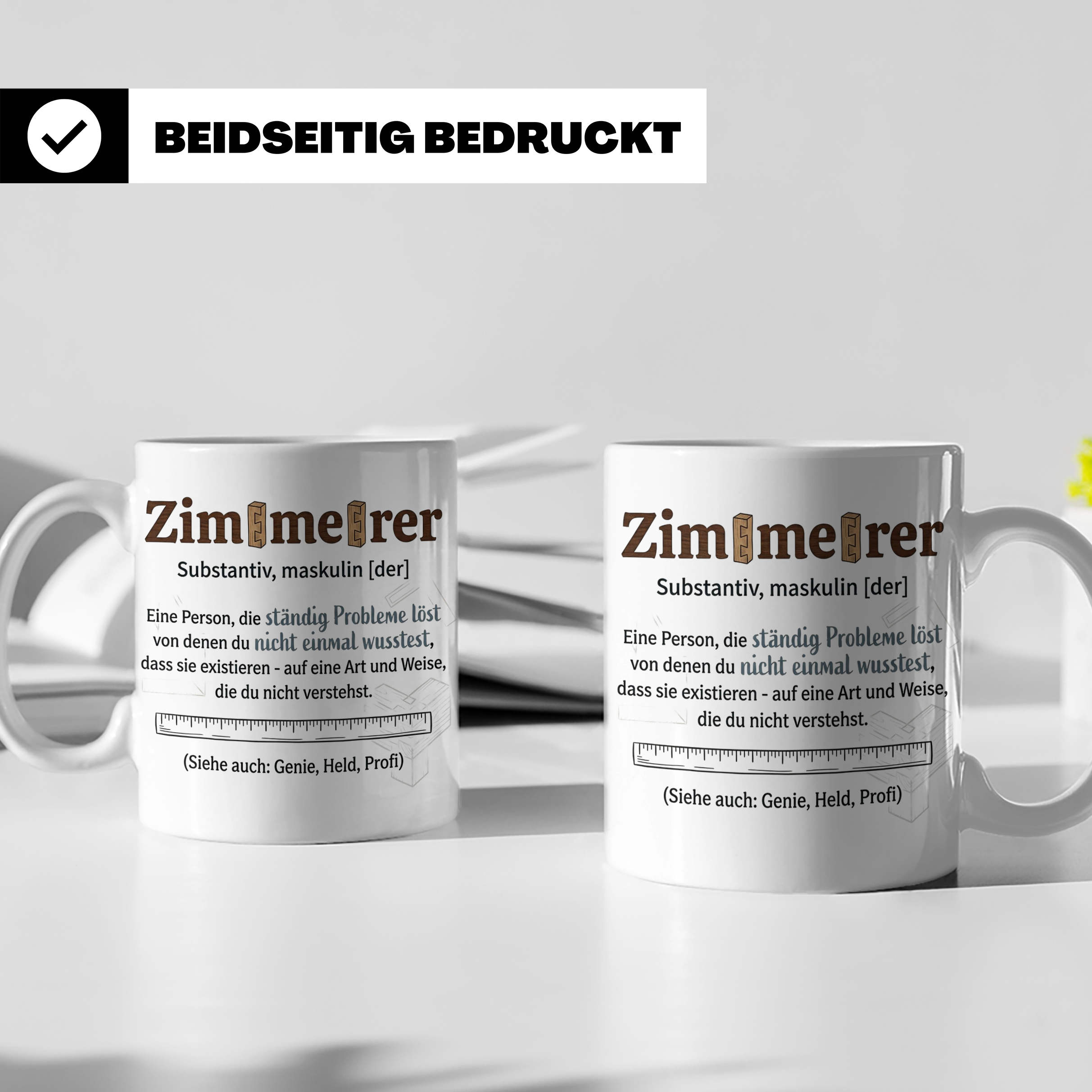 Zimmerer Tasse mit Spruch Definition Lustig Geschenk für Zim – Weiß [farbe:weiß]