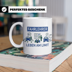 Fahrlehrer Tasse mit Spruch Leben am Limit, Lustiges Geschen – Weiß [farbe:weiß]
