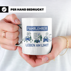 Fahrlehrer Tasse mit Spruch Leben am Limit, Lustiges Geschen – Weiß [farbe:weiß]