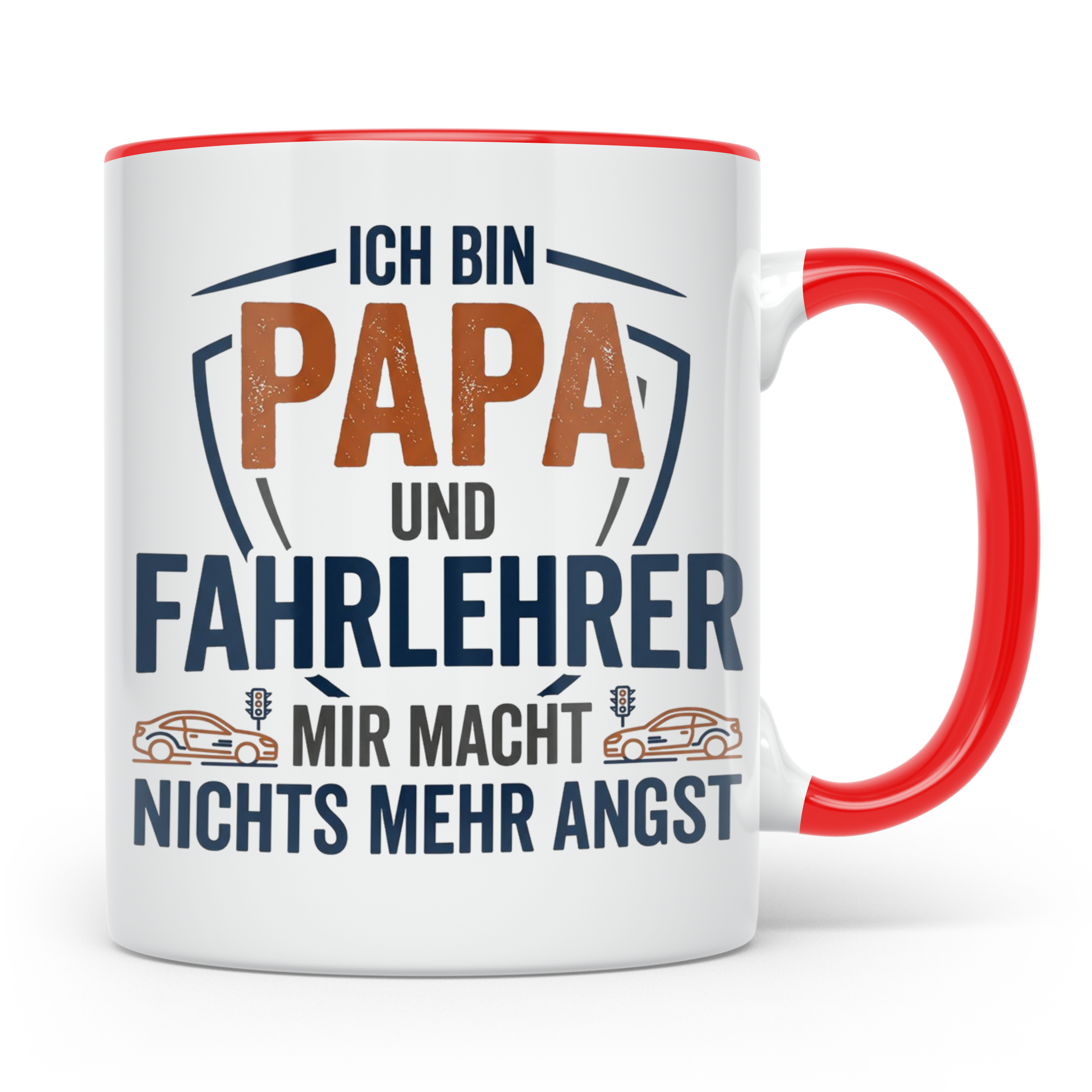 Fahrlehrer Tasse Papa Spruch, Geschenk für Fahrlehrer & Vate – Rot [farbe:rot]