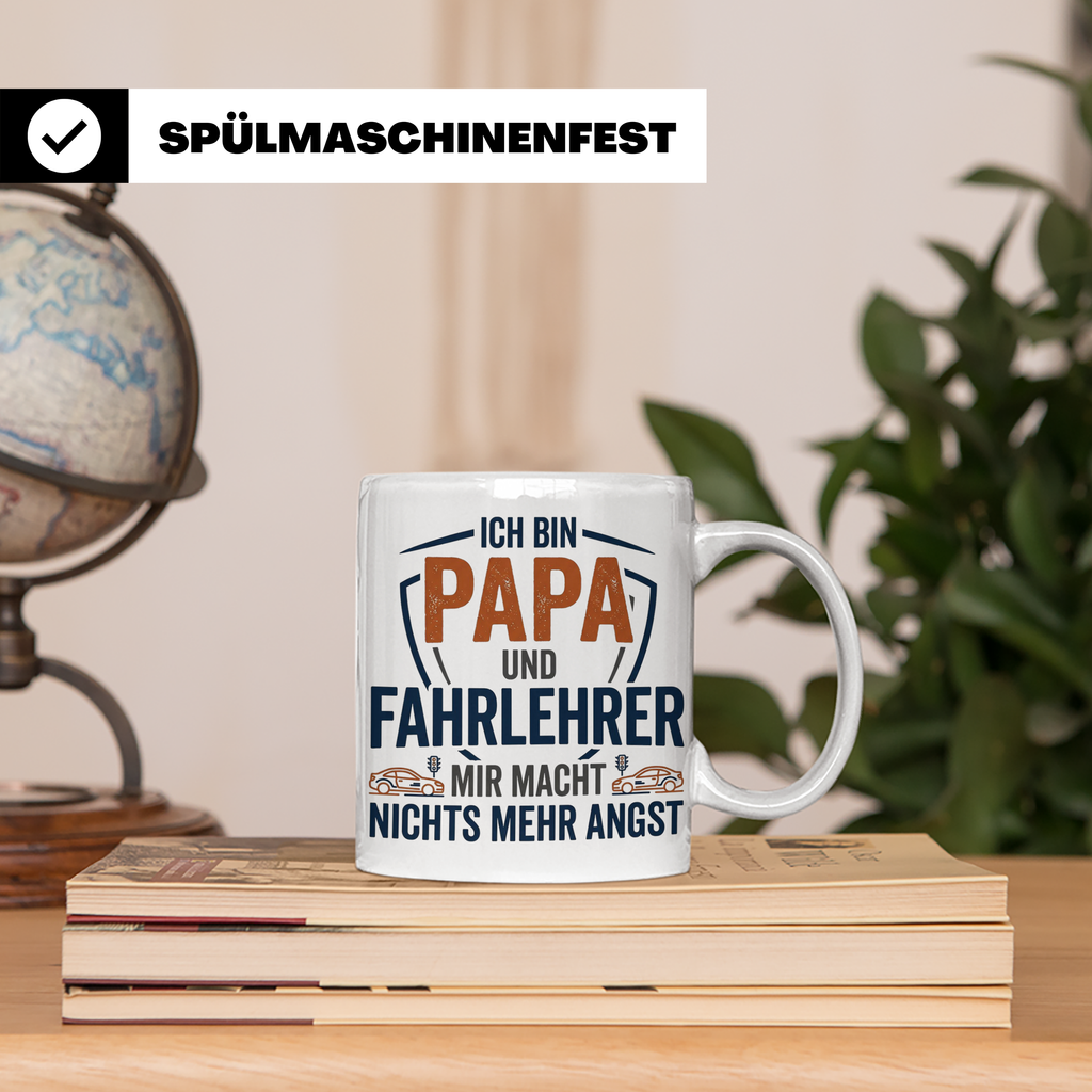 Fahrlehrer Tasse Papa Spruch, Geschenk für Fahrlehrer & Vate – Weiß [farbe:weiß]