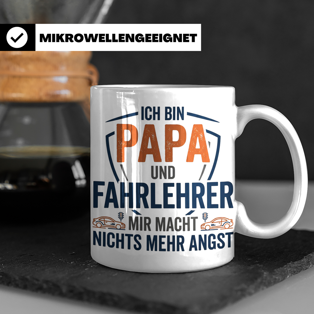 Fahrlehrer Tasse Papa Spruch, Geschenk für Fahrlehrer & Vate – Weiß [farbe:weiß]