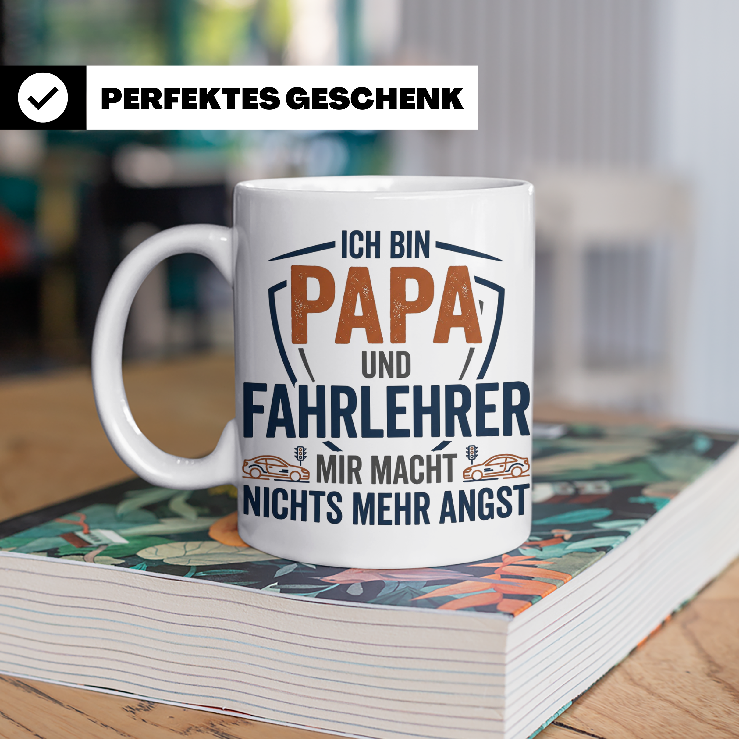 Fahrlehrer Tasse Papa Spruch, Geschenk für Fahrlehrer & Vate – Weiß [farbe:weiß]