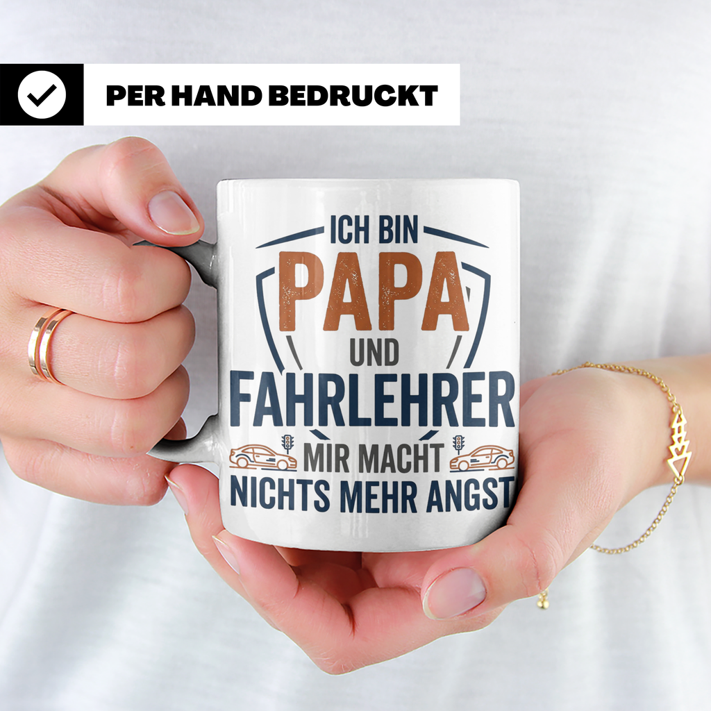 Fahrlehrer Tasse Papa Spruch, Geschenk für Fahrlehrer & Vate – Weiß [farbe:weiß]