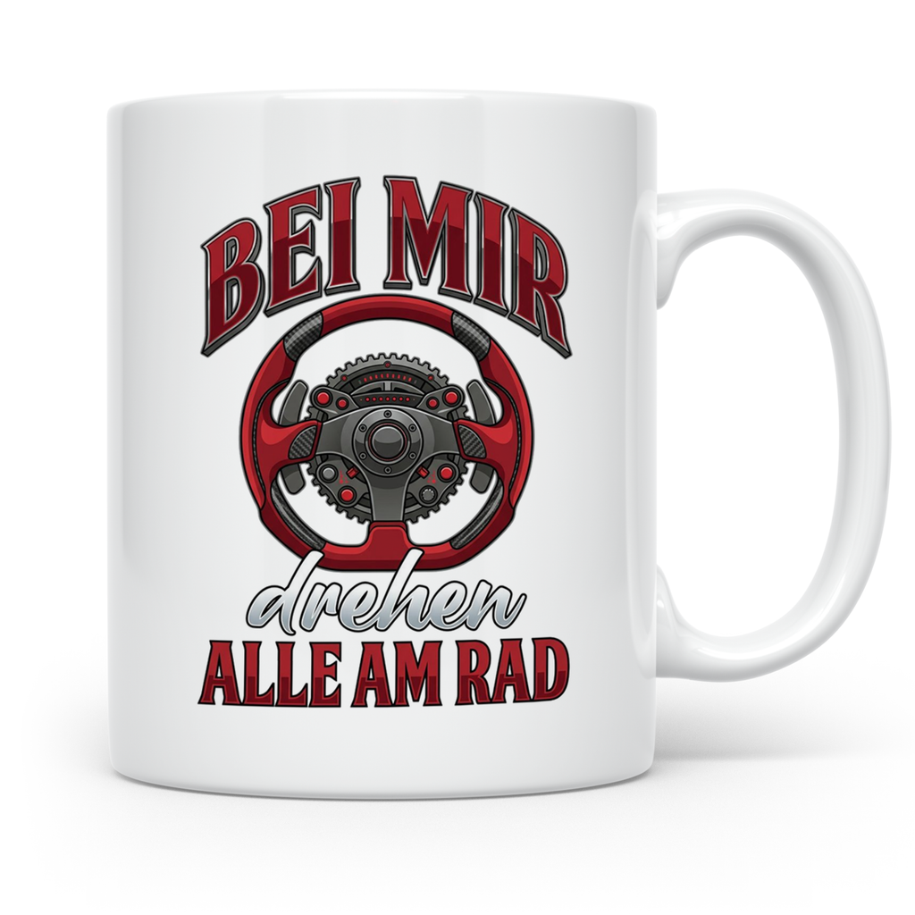 Auto Tuning Tasse Bei mir drehen alle am Rad, lustiger Spruc – Weiß [farbe:weiß]