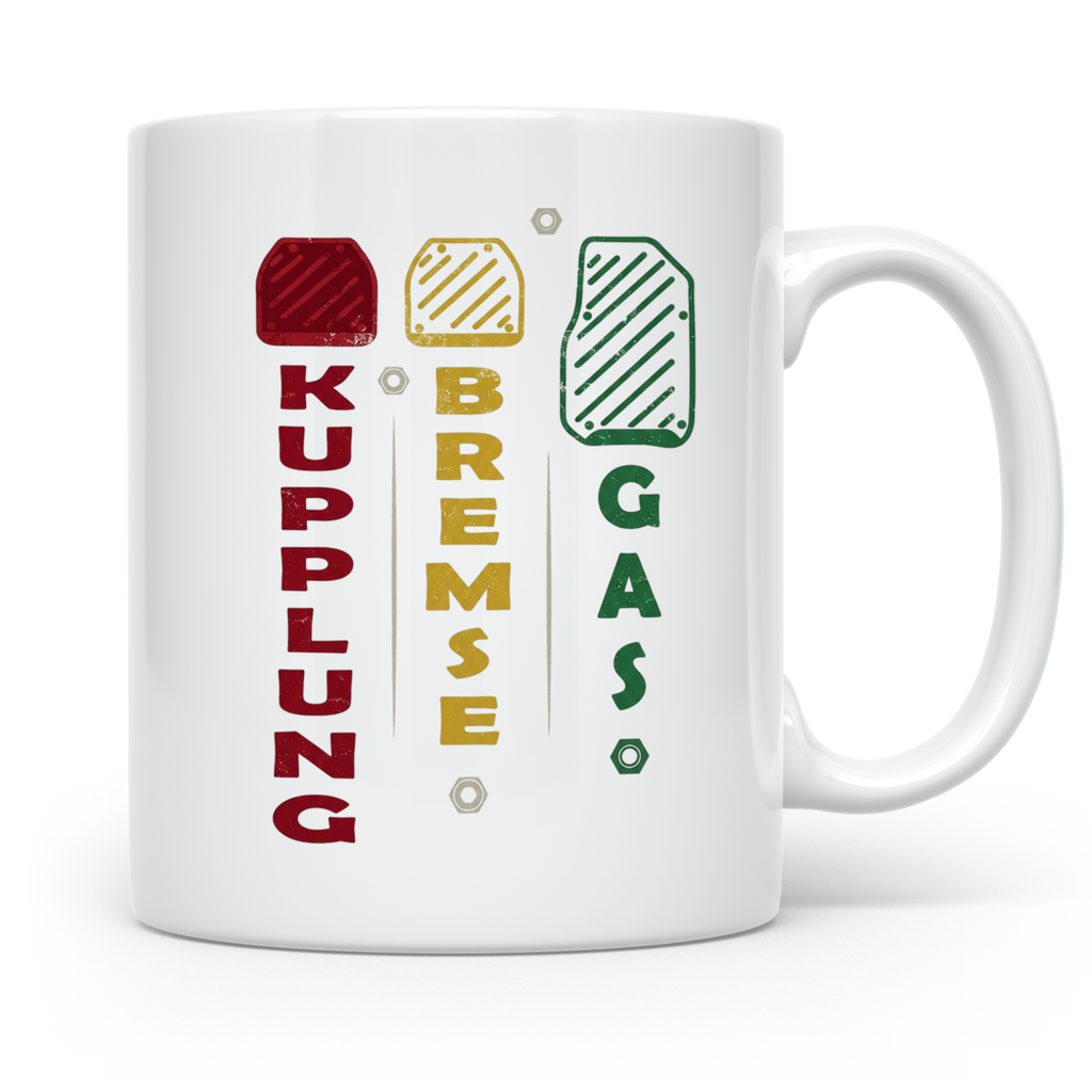 Handschalter Tasse Kupplung Bremse Gas Spruch für Tuner & Sc – Weiß [farbe:weiß]