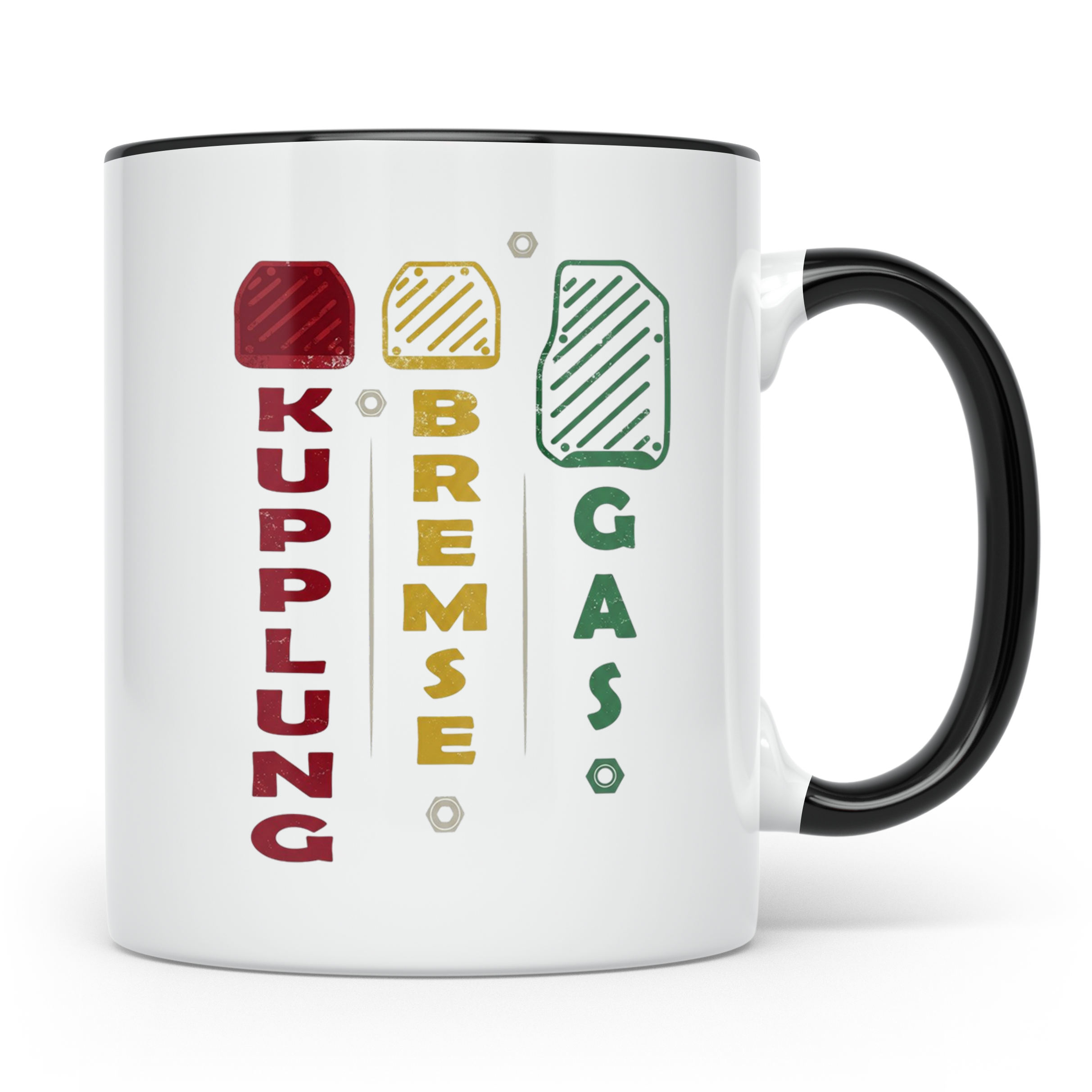 Handschalter Tasse Kupplung Bremse Gas Spruch für Tuner & Sc – Schwarz [farbe:schwarz]