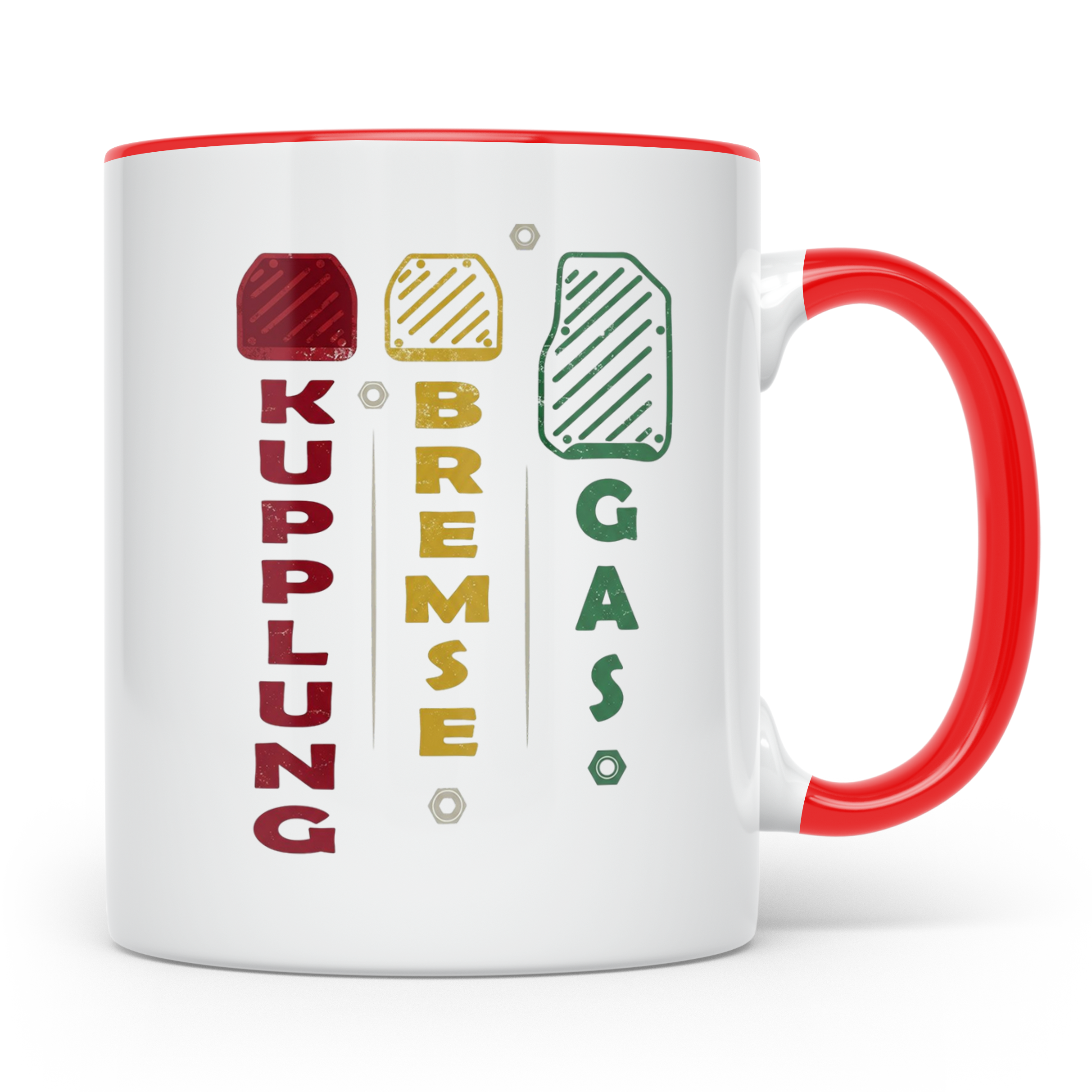 Handschalter Tasse Kupplung Bremse Gas Spruch für Tuner & Sc – Rot [farbe:rot]