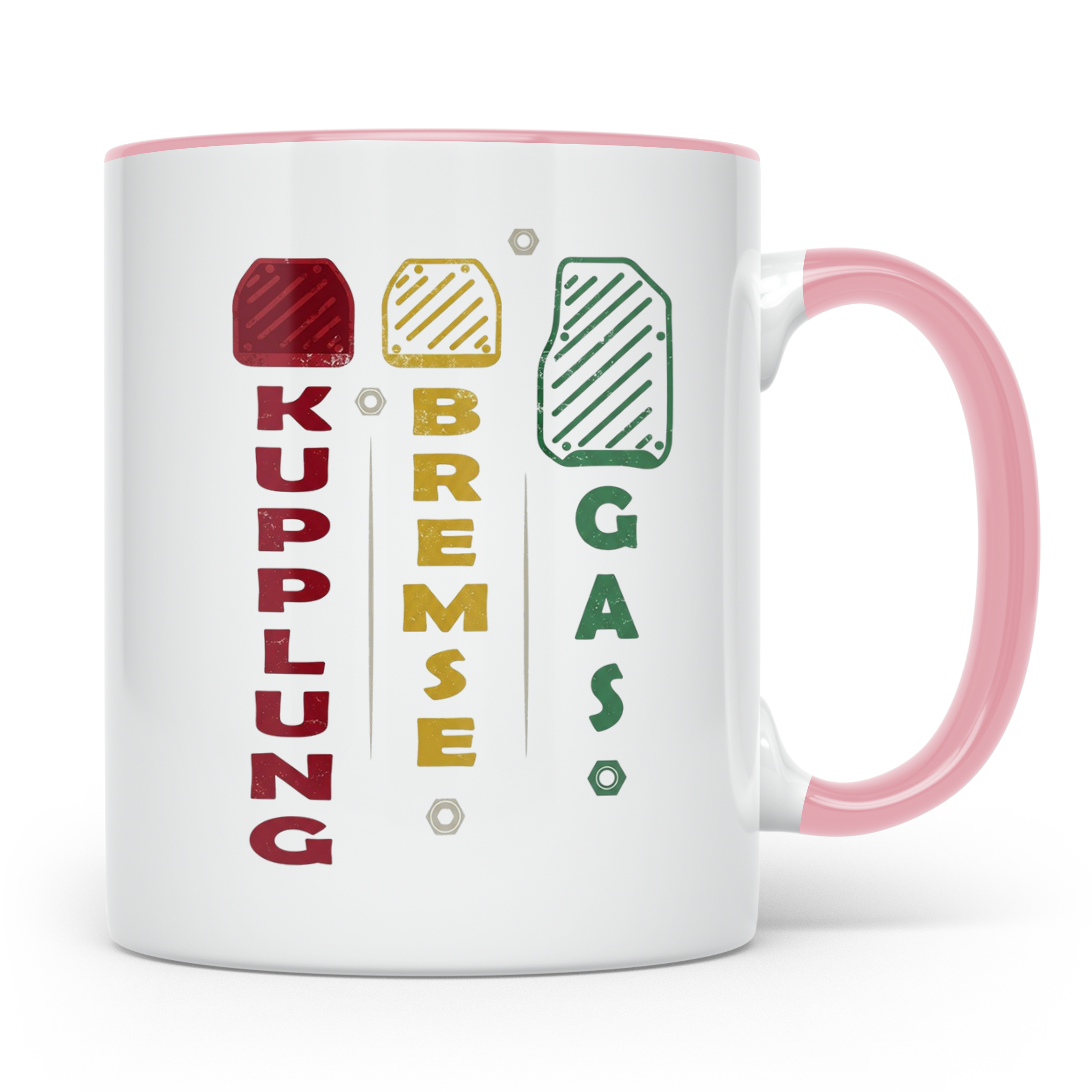 Handschalter Tasse Kupplung Bremse Gas Spruch für Tuner & Sc – Rosa [farbe:rosa]