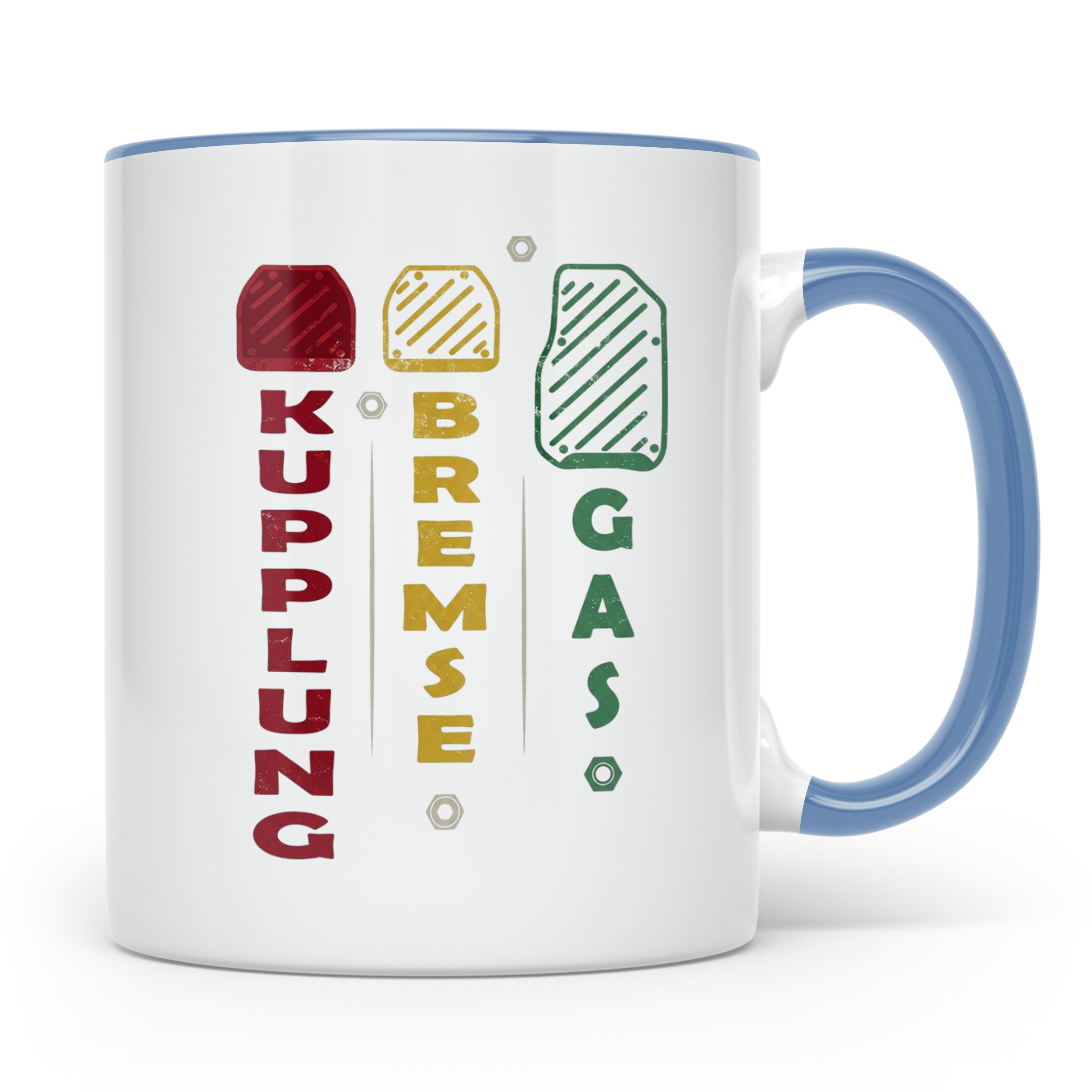 Handschalter Tasse Kupplung Bremse Gas Spruch für Tuner & Sc – Blau [farbe:blau]