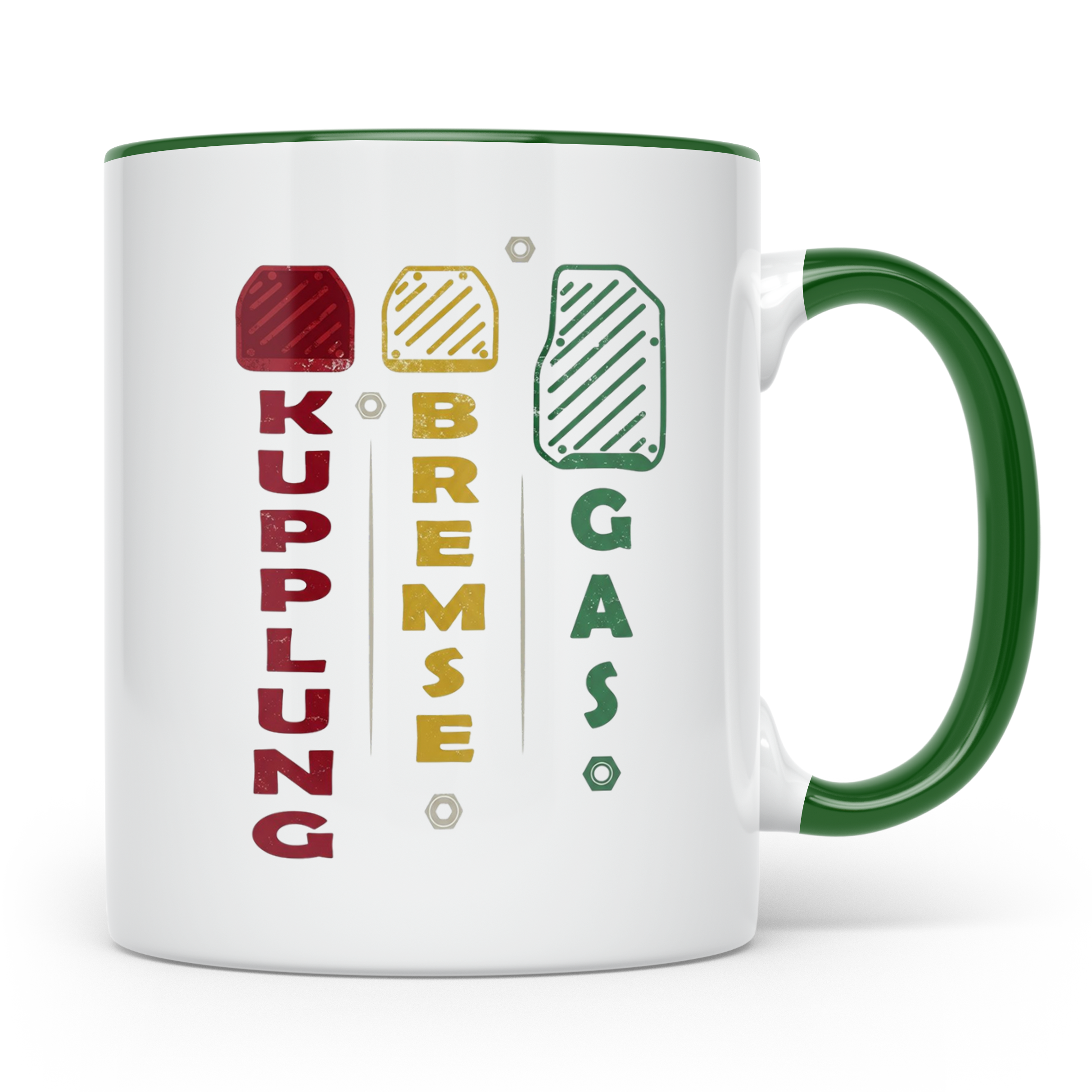 Handschalter Tasse Kupplung Bremse Gas Spruch für Tuner & Sc – Grün [farbe:grün]