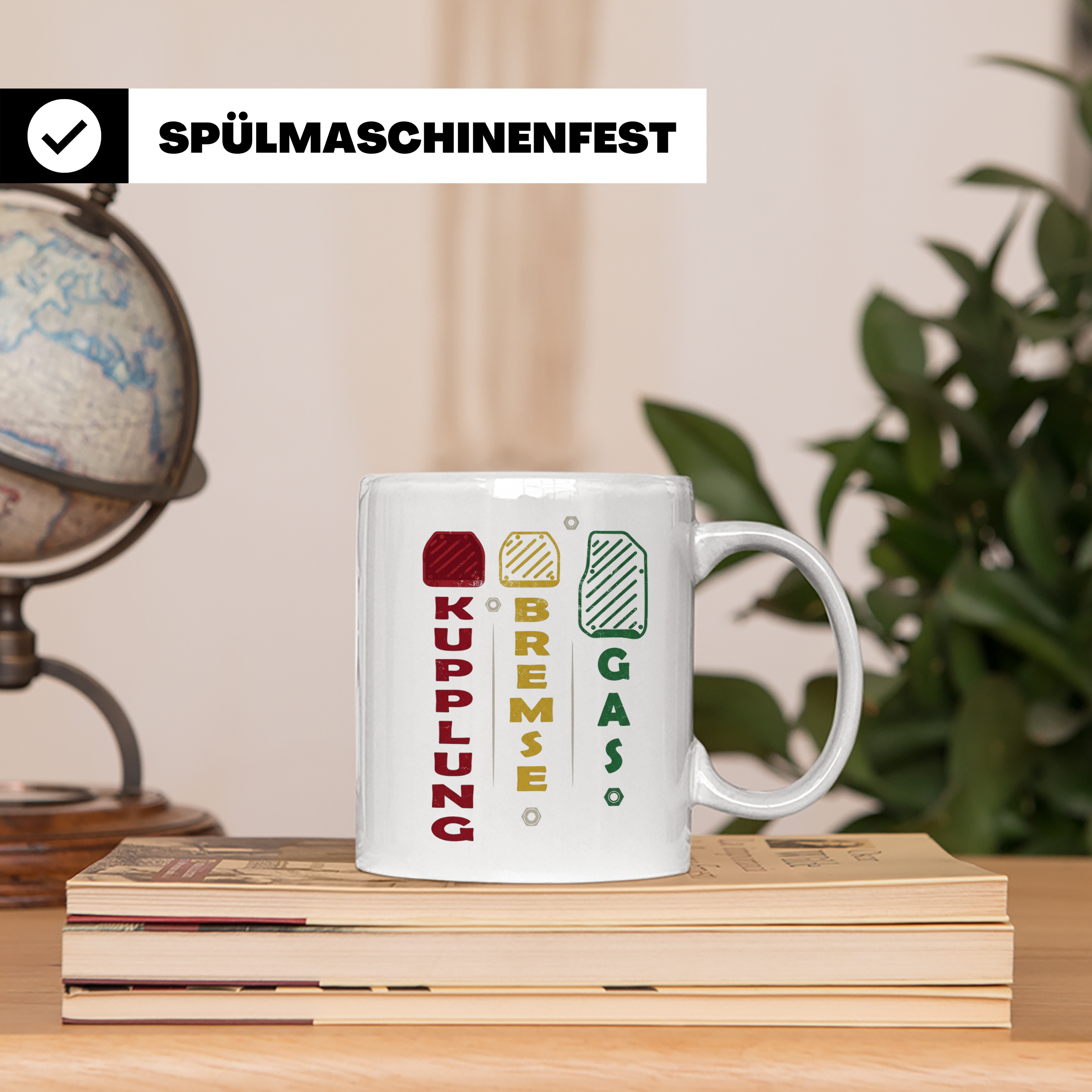 Handschalter Tasse Kupplung Bremse Gas Spruch für Tuner & Sc – Weiß [farbe:weiß]