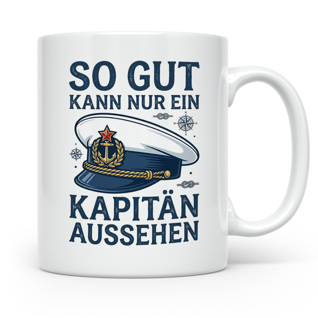Kapitän Tasse Spruch So gut aussehen Geschenk für Skipper Bo – Weiß [farbe:weiß]