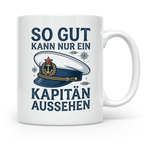 Kapitän Tasse Spruch So gut aussehen Geschenk für Skipper Bo – Weiß [farbe:weiß]
