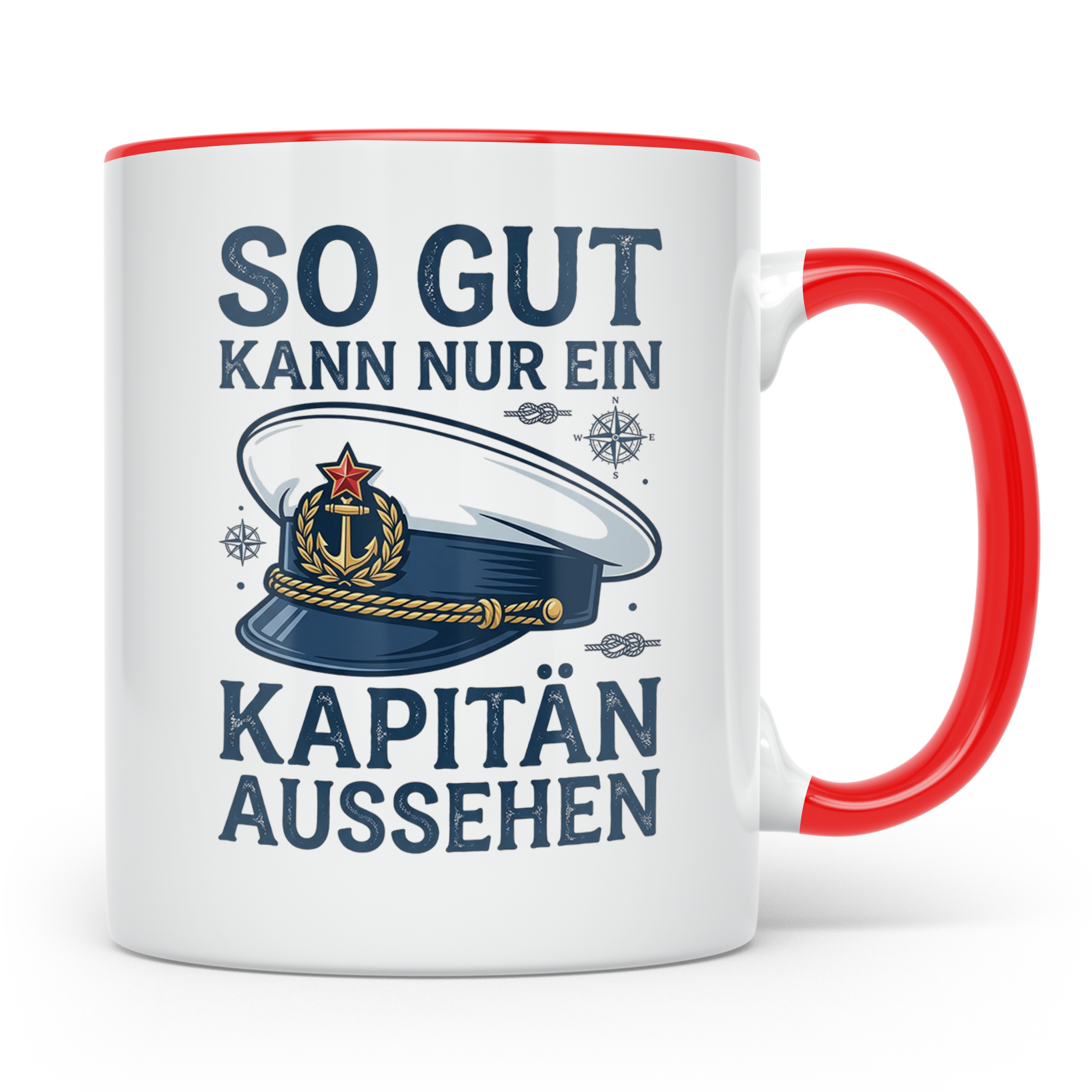 Kapitän Tasse Spruch So gut aussehen Geschenk für Skipper Bo – Rot [farbe:rot]