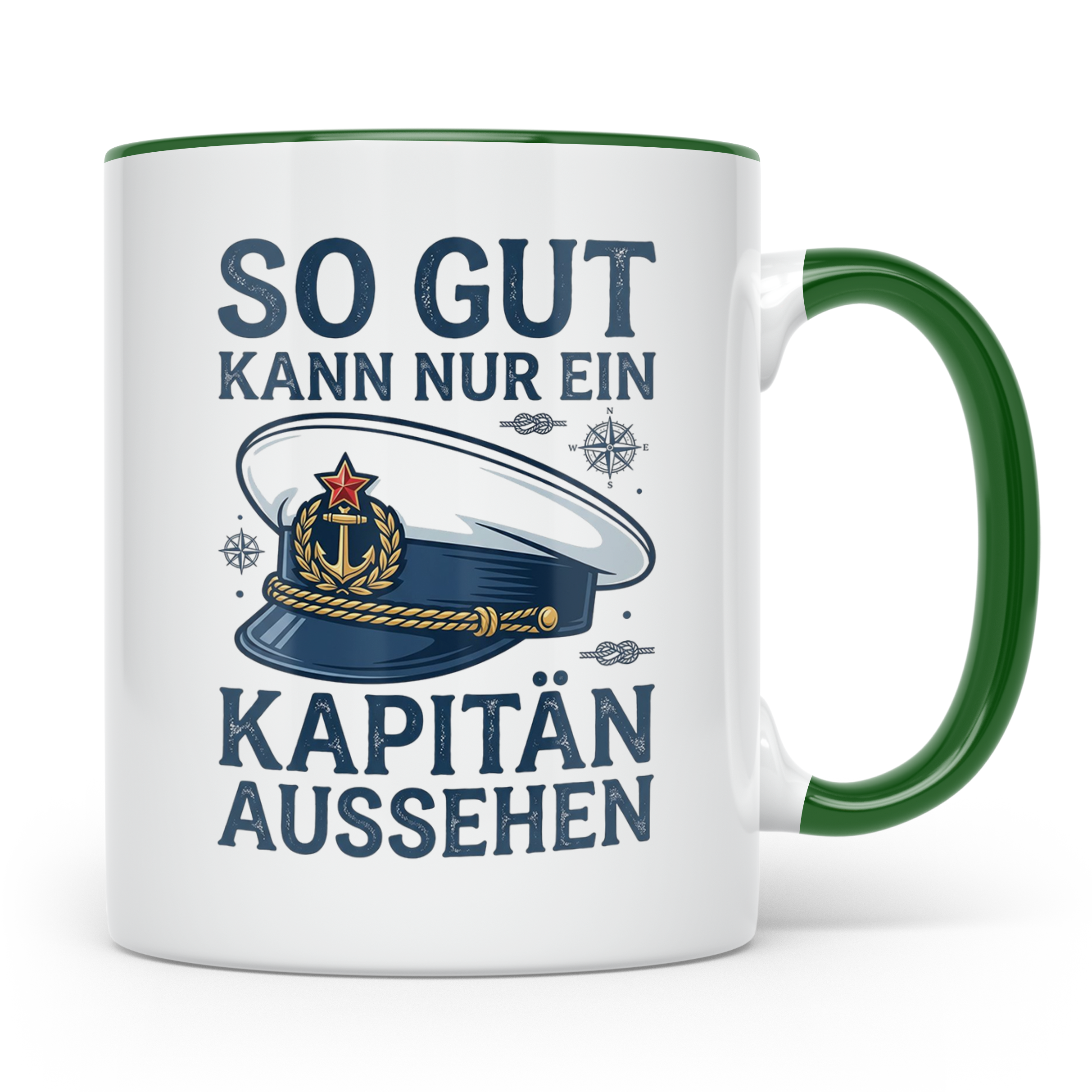 Kapitän Tasse Spruch So gut aussehen Geschenk für Skipper Bo – Grün [farbe:grün]