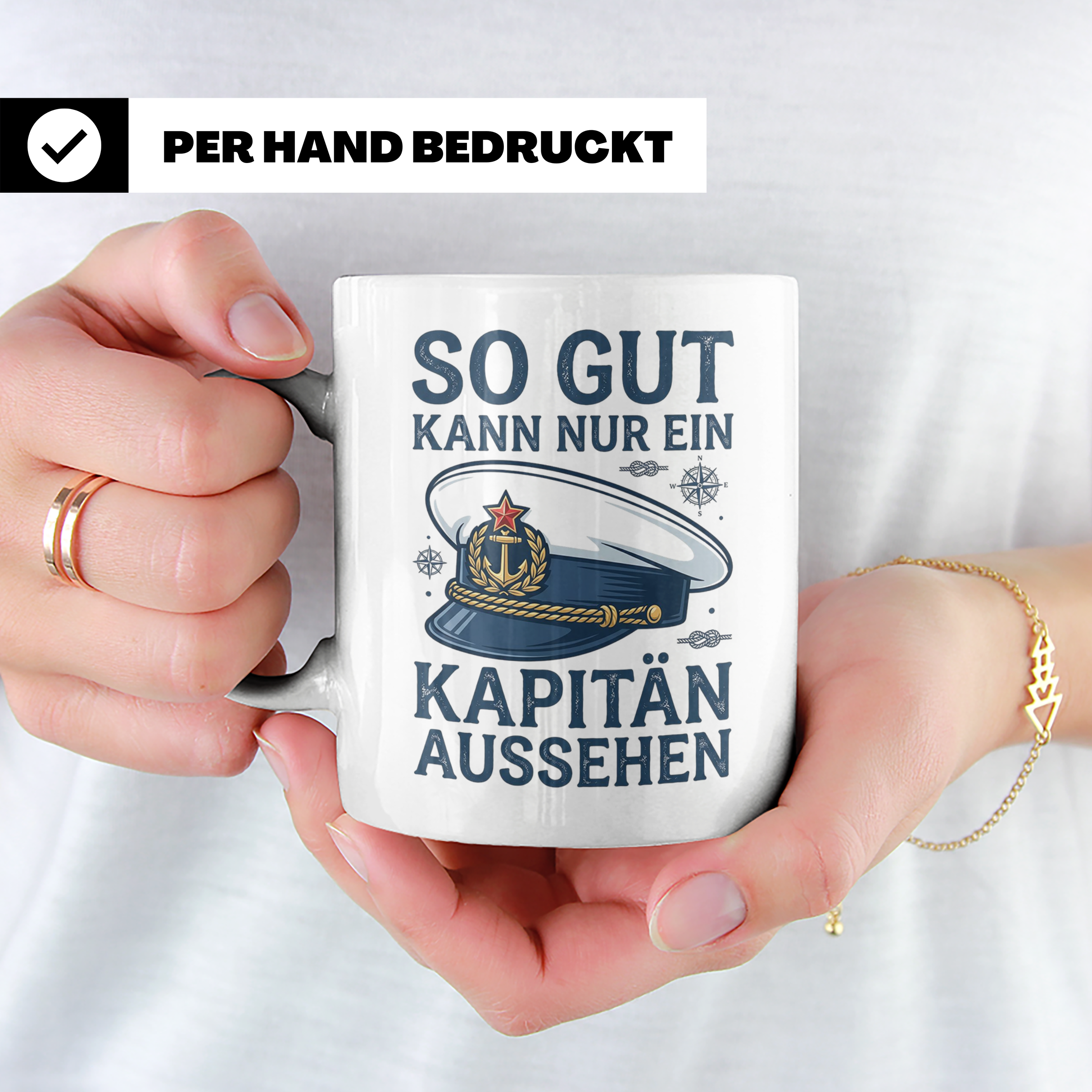 Kapitän Tasse Spruch So gut aussehen Geschenk für Skipper Bo – Weiß [farbe:weiß]