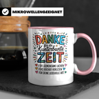 Danke Kaffeetasse - Kunterbunte Zeit! Wertschätzung Geschenkidee für Erzieher, Lehrer zum Geburtstag, Abschied oder einfach so.