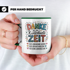 Danke Kaffeetasse - Kunterbunte Zeit! Wertschätzung Geschenkidee für Erzieher, Lehrer zum Geburtstag, Abschied oder einfach so.