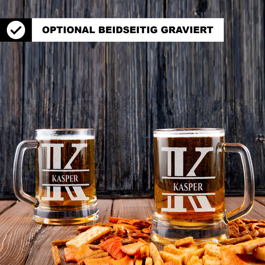 Personalisiertes Bierkrug mit Monogramm – Elegantes Geschenk für Männer, Monogramm K Bierkrug für Kumpel, Ideal für Geburtstagsgeschenke