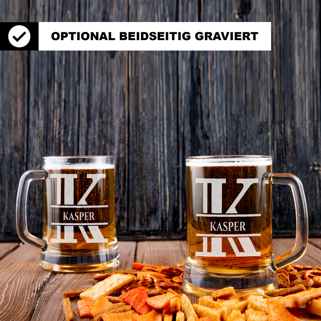 Personalisiertes Bierkrug mit Monogramm – Elegantes Geschenk für Männer, Monogramm K Bierkrug für Kumpel, Ideal für Geburtstagsgeschenke