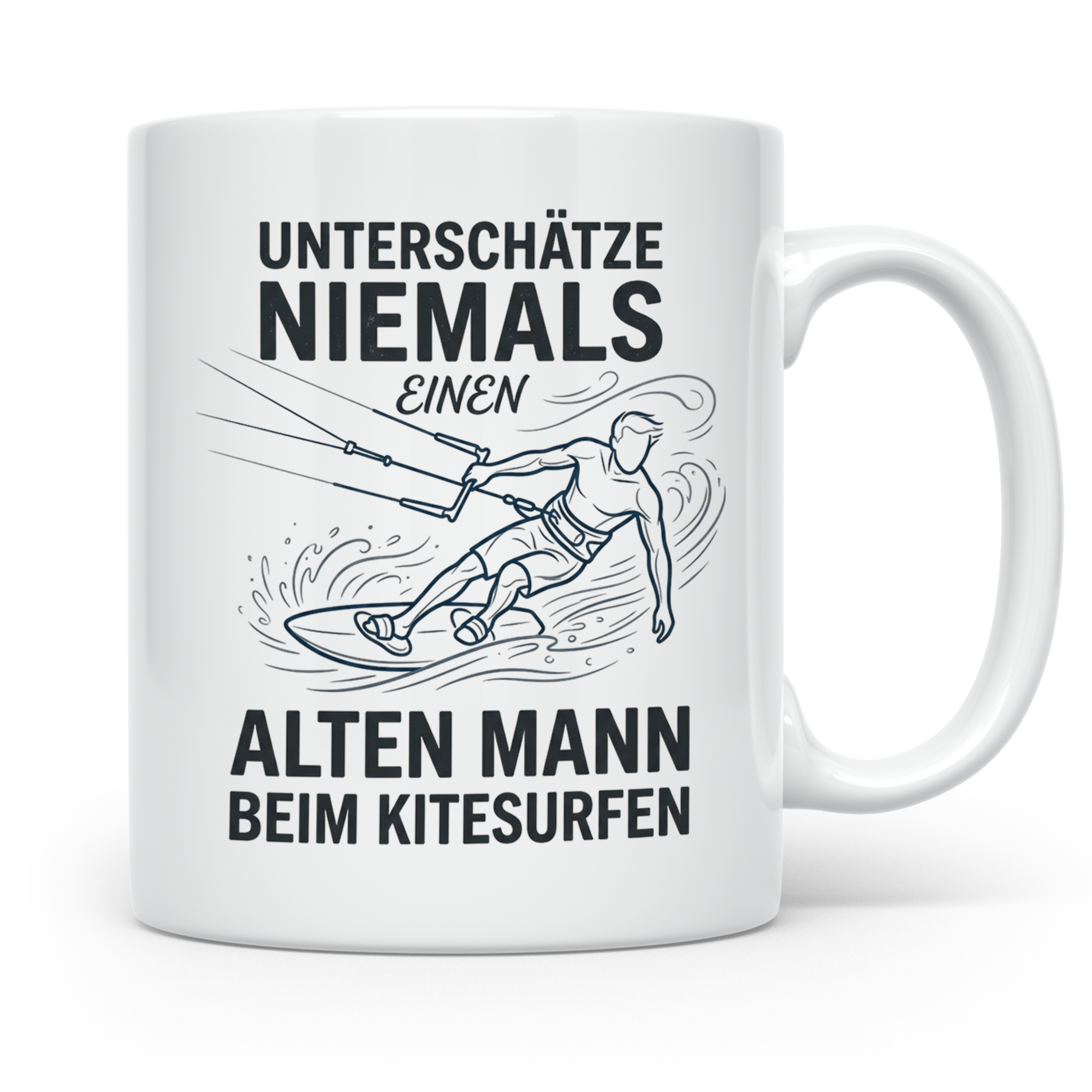 Alter Mann Kitesurfen Tasse Spruch Unterschätze niemals Kite – Weiß [farbe:weiß]