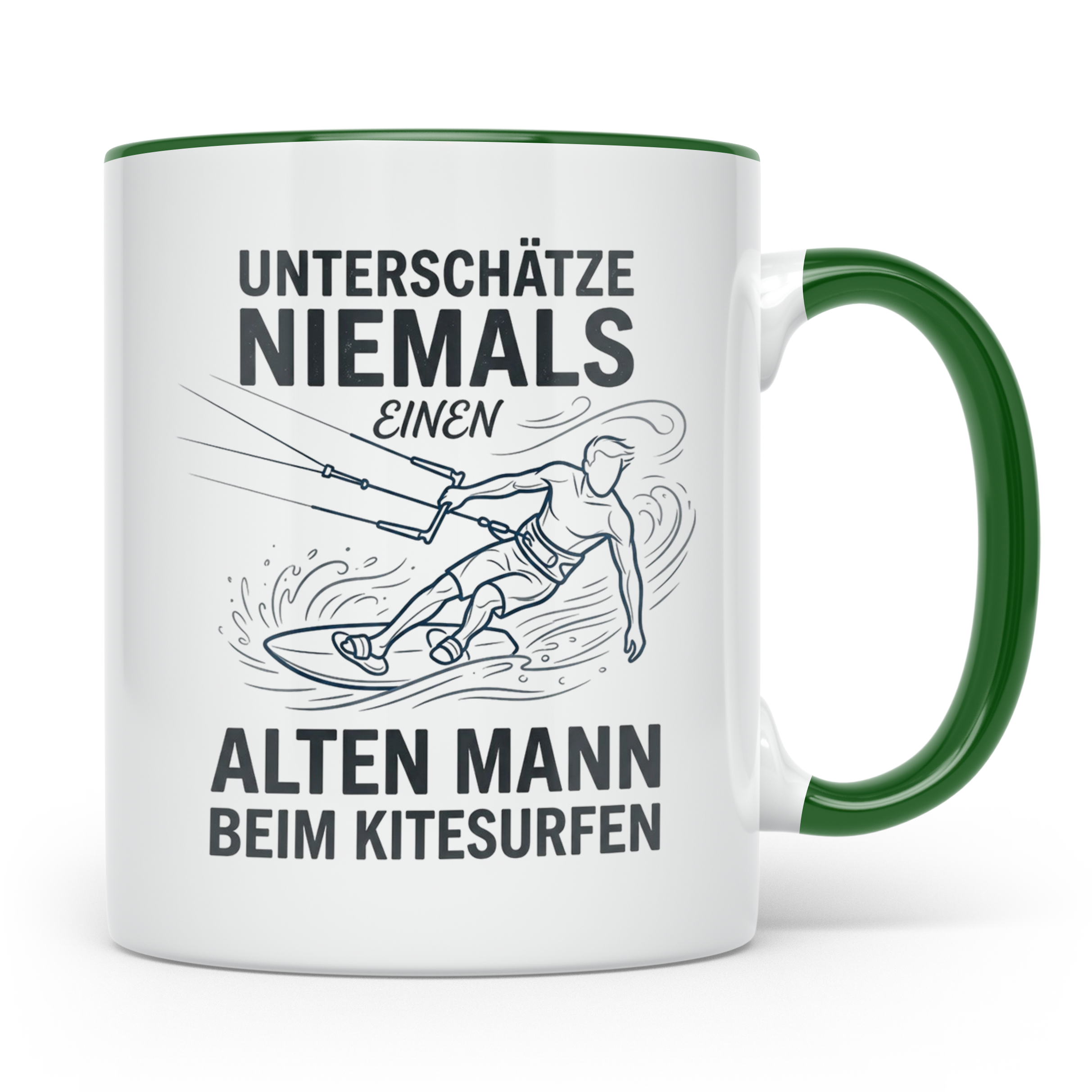 Alter Mann Kitesurfen Tasse Spruch Unterschätze niemals Kite – Grün [farbe:grün]