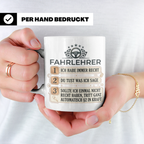 Fahrlehrer Tasse mit Spruch Ich habe immer Recht, Geschenk F – Weiß [farbe:weiß]